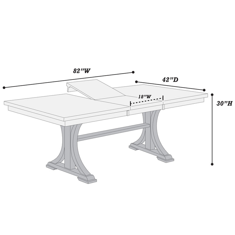 7 Piece Set, Trestle Dining Table And 6 Side Chairs With Cutout Back - Black / Charcoal / White