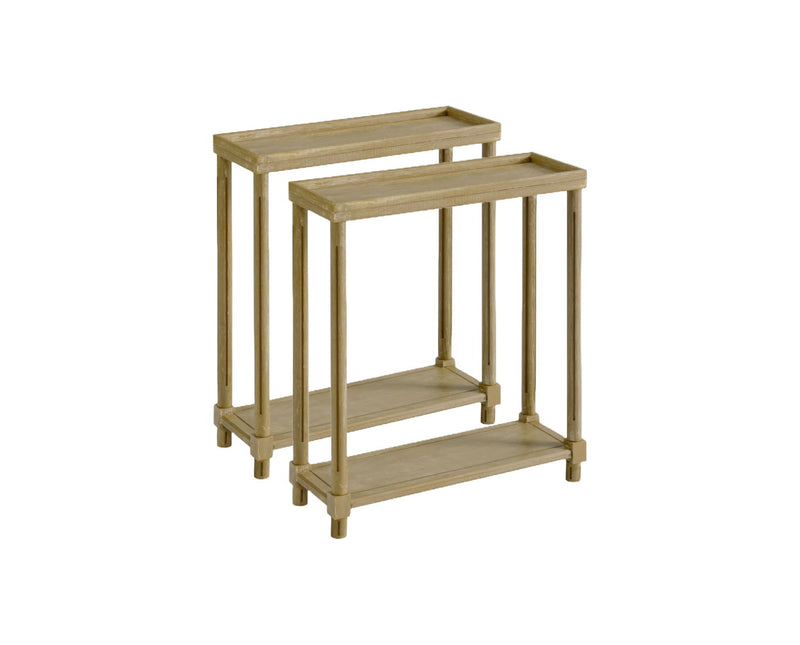 Wood Rectangular End Tables With Shelf (Set of 2) - Oak Brown