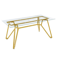 Load image into Gallery viewer, 71" Glass Trestle Coffee Table - White / Gold
