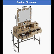Load image into Gallery viewer, Vanity Desk With 3 Color Lighted Mirror And 4 Drawers
