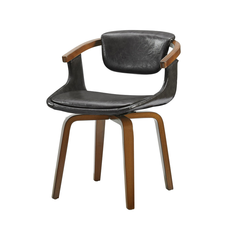 Upholstered Faux Leather Dining Arm Chair - Dark Gray