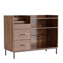 Load image into Gallery viewer, Eco-Friendly Vinyl Record Player Stand With Flip-Top Storage, Media Console With Dual Outlets And Dustproof Drawers
