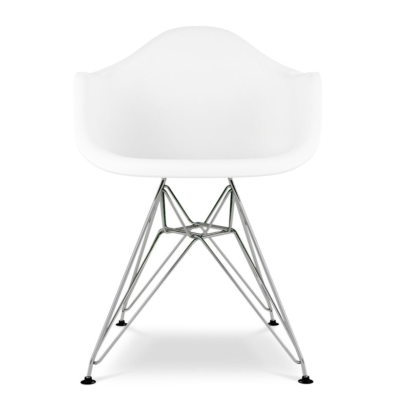 Heavy Duty Plastic Dining Arm Chair - White