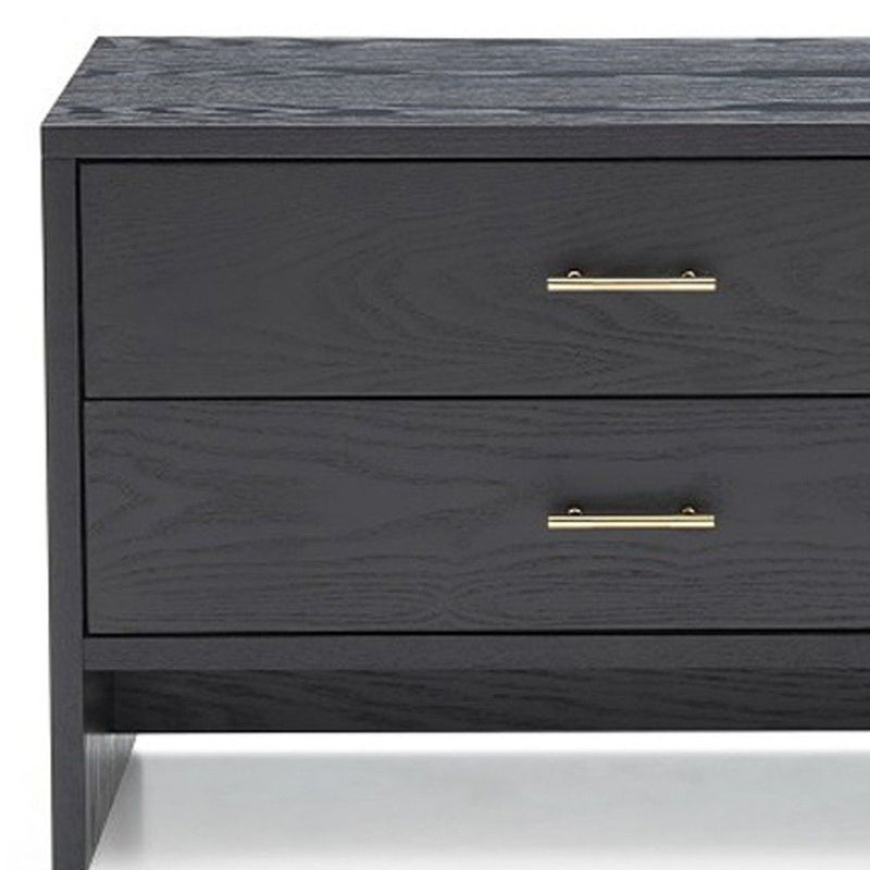 Modern Nightstand With Two Drawers - Dark Gray Ash