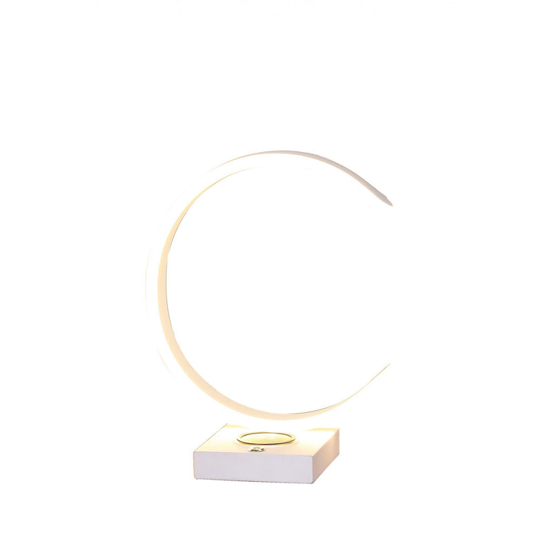 Metal LED With USB Wireless Charger Table Lamp - White