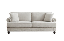 Load image into Gallery viewer, 82&quot; Chenille modern Upholstered Sofas 2 Seater Couches with Nails and Armrests (White)
