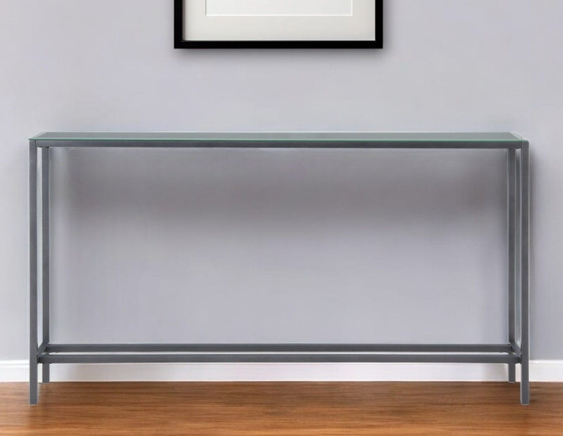 Gunmetal Mirrored Glass Console Table - Silver