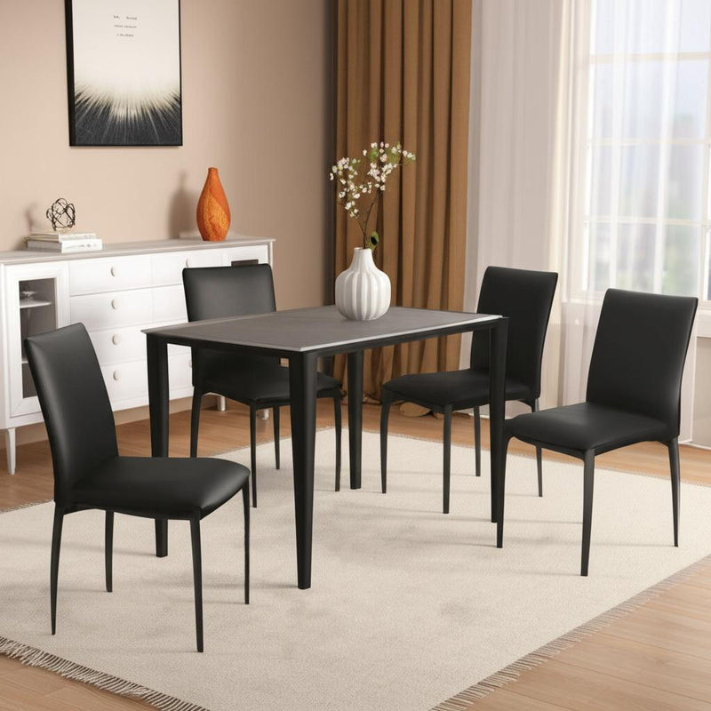 Upholstered Faux Leather Dining Room Side Chairs (Set of 4) - Black