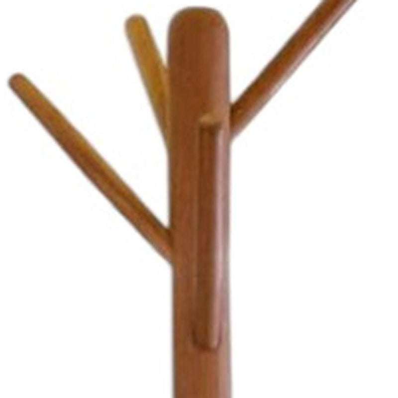 Solid Wood Ten Hook Freestanding Coat Rack - Brown