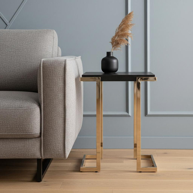 Geometric Metal Square End Table - Black