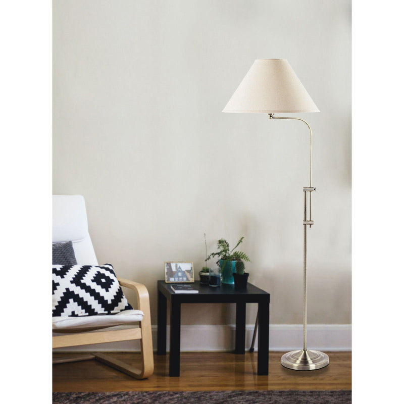 Adjustable Traditional Shaped Floor Lamp With White Empire Shade - Nickel