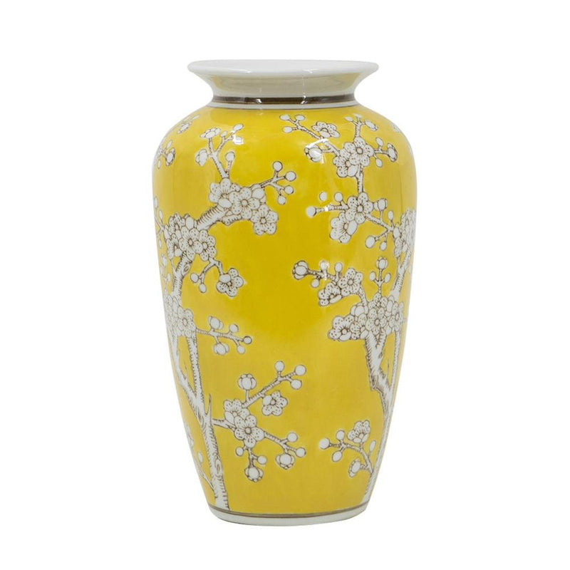 Floral Porcelain Urn Table Vase - White / Yellow