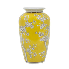 Load image into Gallery viewer, Floral Porcelain Urn Table Vase - White / Yellow
