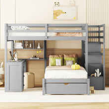 Load image into Gallery viewer, Bunk Bed With Desk, Drawers And Shelves
