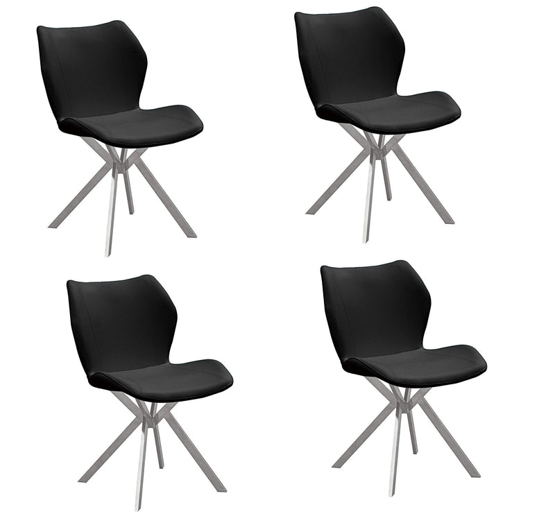Upholstered Dining Side Chairs (Set of 4) - Black / Silver