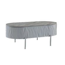 Load image into Gallery viewer, 47" Wood And Steel Oval Coffee Table With Drawer - Gray
