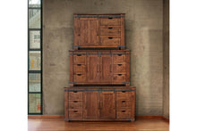 Load image into Gallery viewer, Solid Wood, Enclosed Storage Distressed TV Stand - Brown
