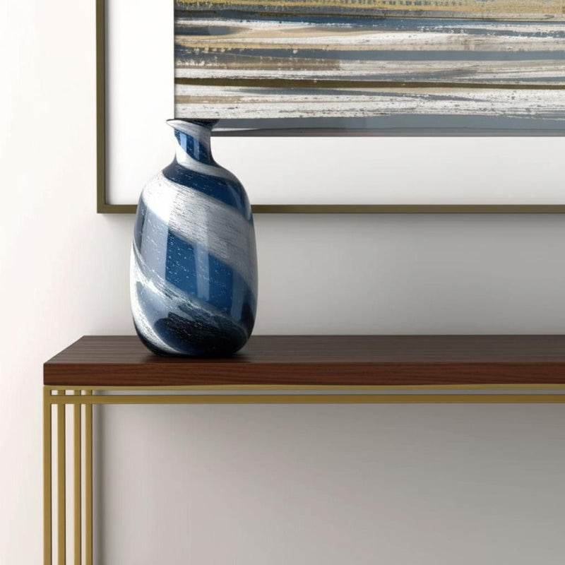 Striped Swirl Art Table Vase (574247) - Blue / White