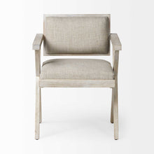 Load image into Gallery viewer, Upholstered Fabric Open Back Dining Arm Chair - Cream
