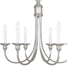 Load image into Gallery viewer, 23" Six Light Metal Dimmable Chandelier With Shades - Nickel
