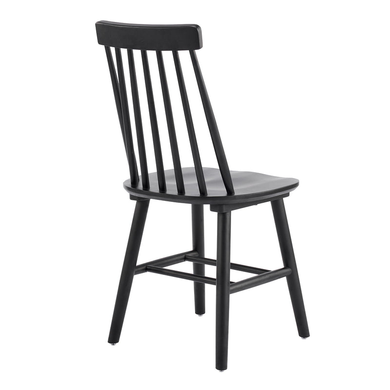 Solid Wood Windsor Back Dining Side Chairs (Set of 2) - Black