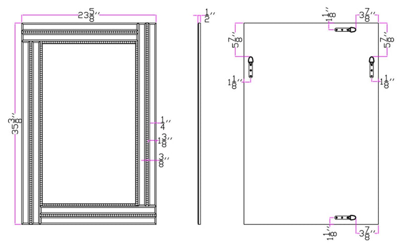 36" Glass Framed Accent Mirror (396581) - Silver