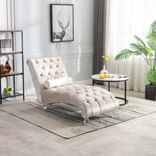 Load image into Gallery viewer, Velvet Chaise Lounge Indoor, Button Tufted Upholstered Chaise Lounge Chair With Pillow
