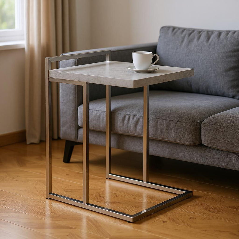 Wood And Metal End Table - Gray / Silver