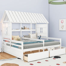 Load image into Gallery viewer, House Platform Beds With 2 Drawers, Side By Side Design
