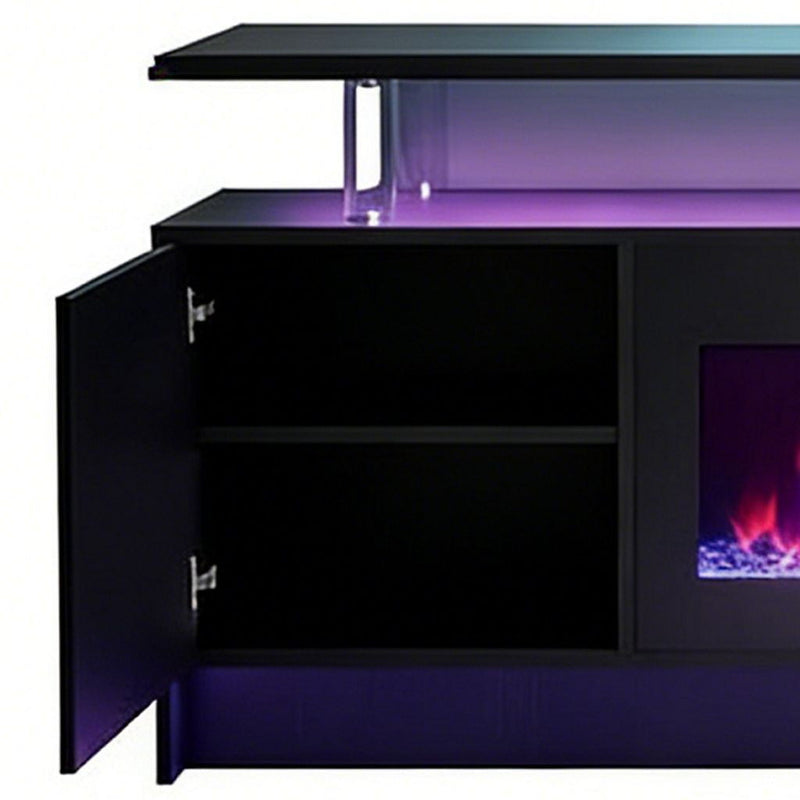 Wood Fireplace Entertainment Center With Fireplace (723795) - Black