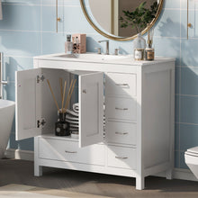 Load image into Gallery viewer, Bathroom Vanity With Ceramic Sink Combo, Abundant Storage Cabinet 2 Soft Close Doors And 5 Drawers
