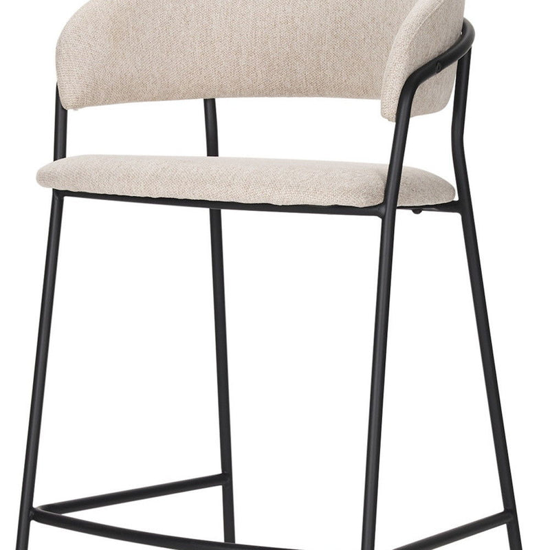 Fabric And Metal Bar Height Bar Chair - Cream / Black