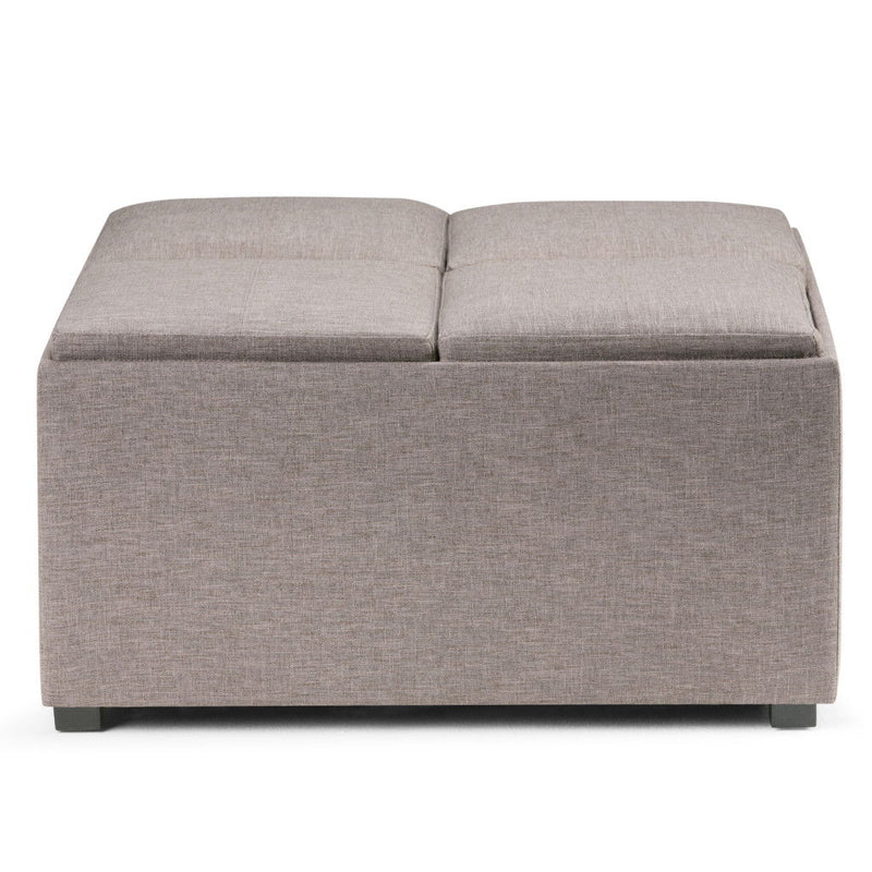 35" Fabric Cocktail Ottoman With Storage - Brown