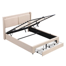 Load image into Gallery viewer, Queen Size Storage Upholstered Hydraulic Platform Bed with 2 Drawers, Beige
