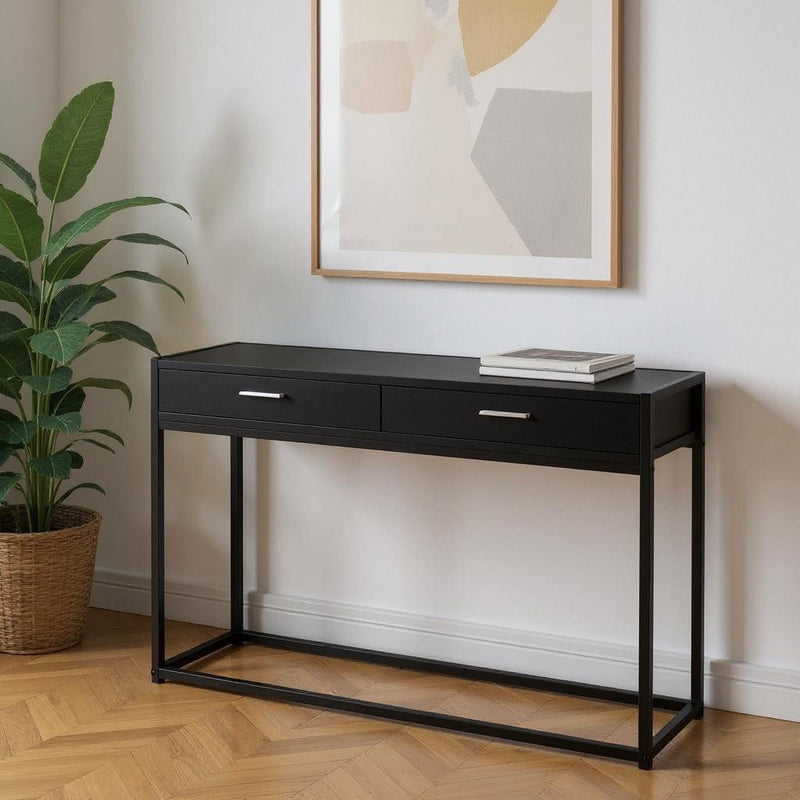 Frame Console Table And Drawers - Black