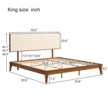 Load image into Gallery viewer, King Size Solid Dry Bamboo Wood 12" Platform Bed With Adjustable Bamboo Headboard - Brown
