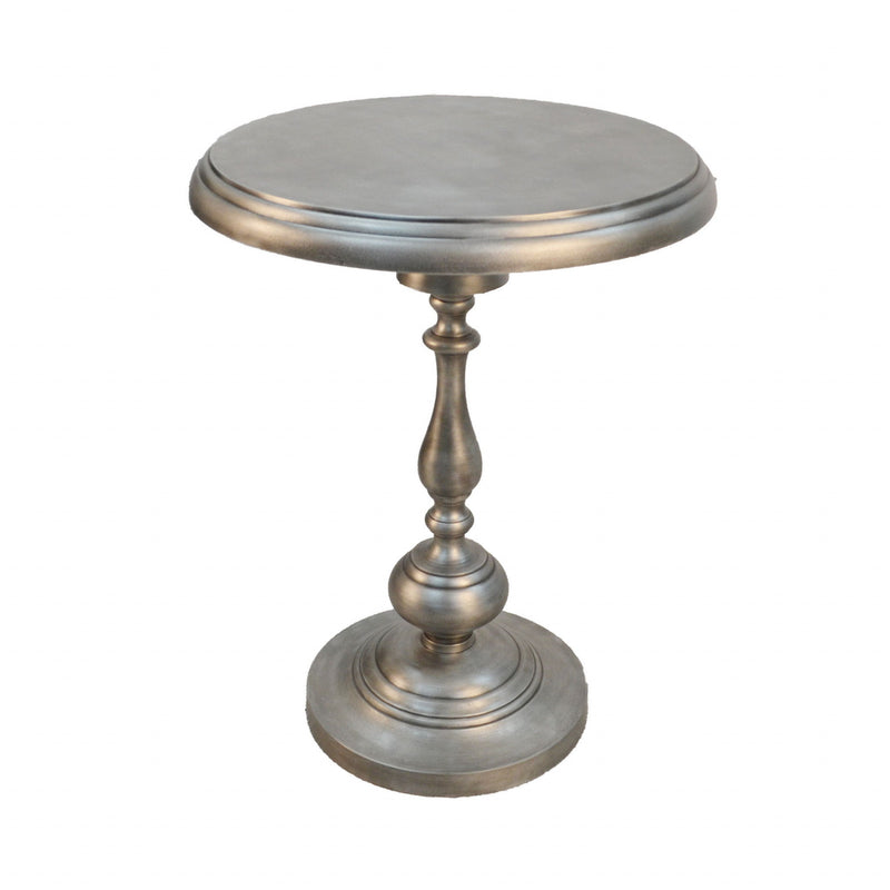 Metal Round End Table - Antique Nickle