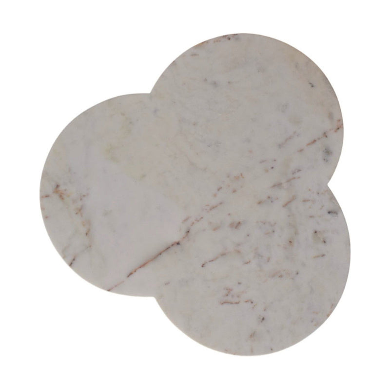 Genuine Marble And Solid Wood Free Form Drum Coffee Table - White And Brown