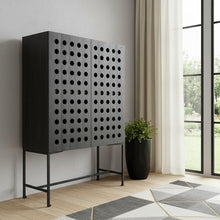 Load image into Gallery viewer, Solid Wood And Metal Holey Two Door Accent Chest - Dark Gray
