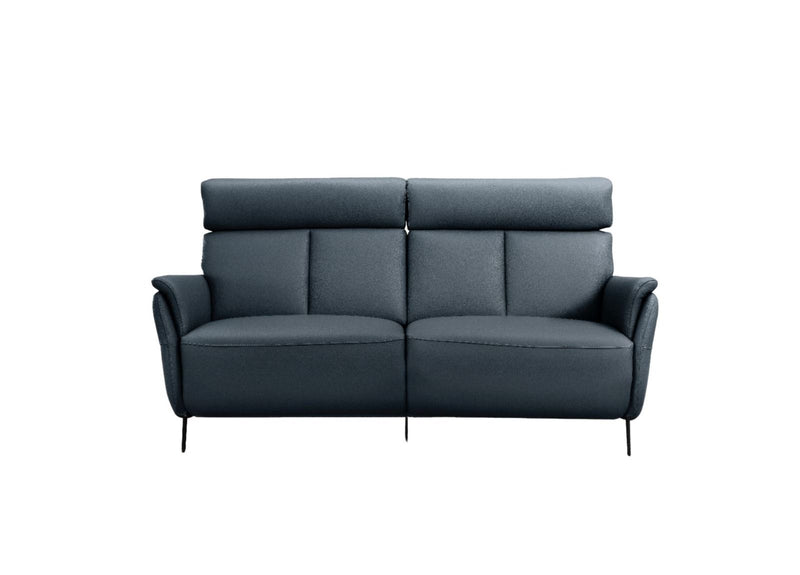 Leather Reclining USB Sofa - Blue