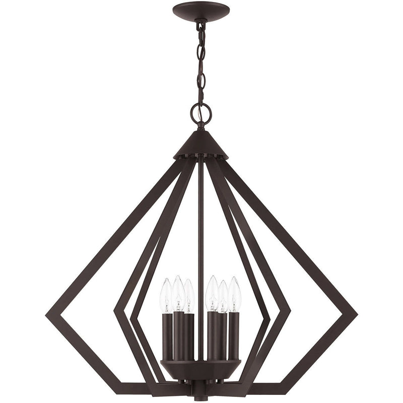 25" Six-Light Dimmable Chandelier With Shades - Bronze