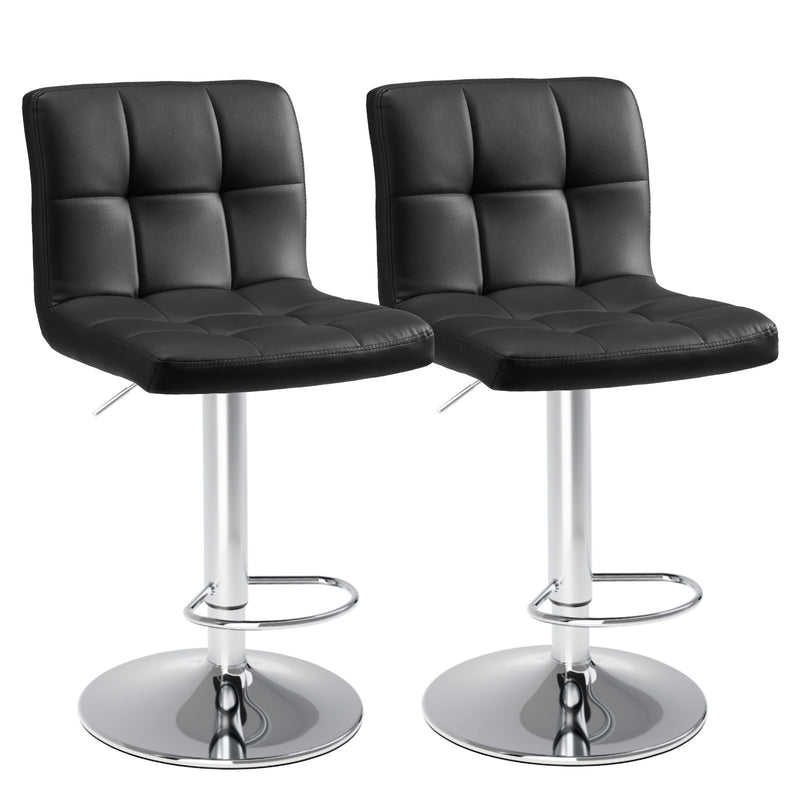 Fabric Faux Leather Aluminum Swivel Bar Chairs (Set of 2) (724174) - Black / Silver