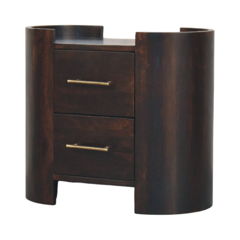 Solid Wood Two Drawer Nightstand - Mocha