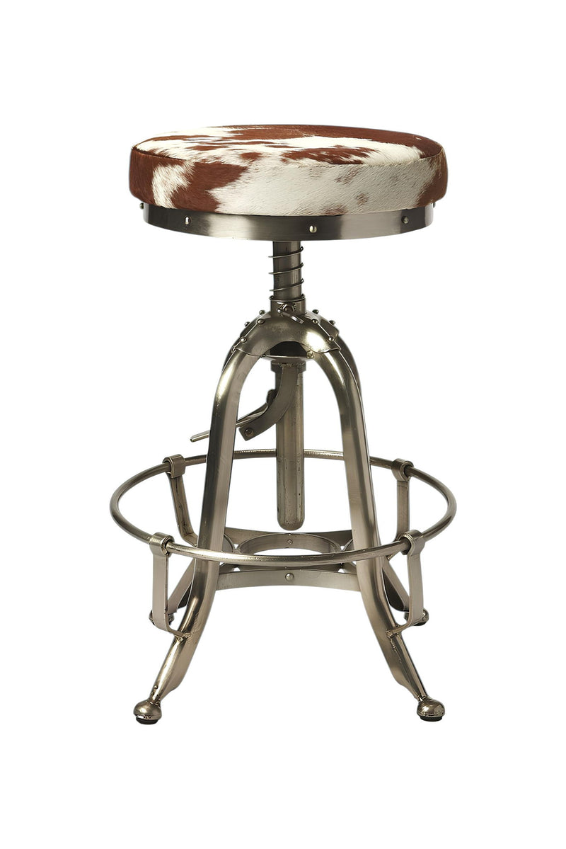 Swivel Backless Bar Chair - Brown / White