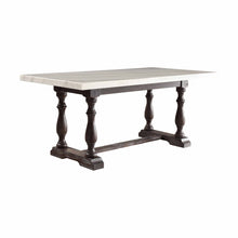 Load image into Gallery viewer, 72" Marble And Solid Wood Trestle Base Dining Table - White

