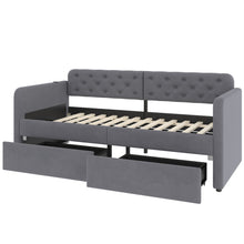Load image into Gallery viewer, Twin Size Upholstered Daybed With 2 Storage Drawers And USB Charging Design - Gray
