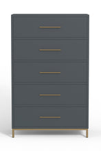 Load image into Gallery viewer, 33" Solid Wood Five Drawer Dresser - Dark Gray
