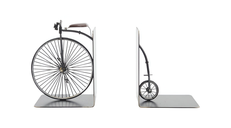 c1870 High Wheeler Bicycle Decorative Bookends - Silver