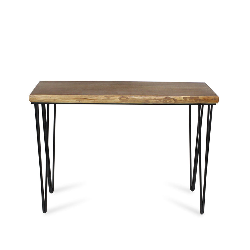 42" Wood And Metal Distressed Console Table - Black And Brown