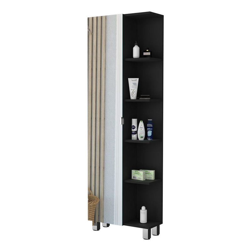 Accent Cabinet With Nine Shelves - Black